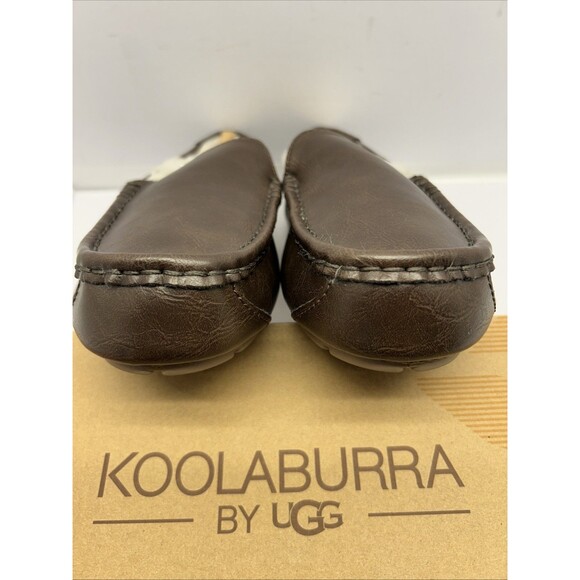 Koolaburra By Ugg Tipton Smooth Leather Dark Brown Faux Fur Men Slipper SZ 9 NEW - Picture 8 of 10